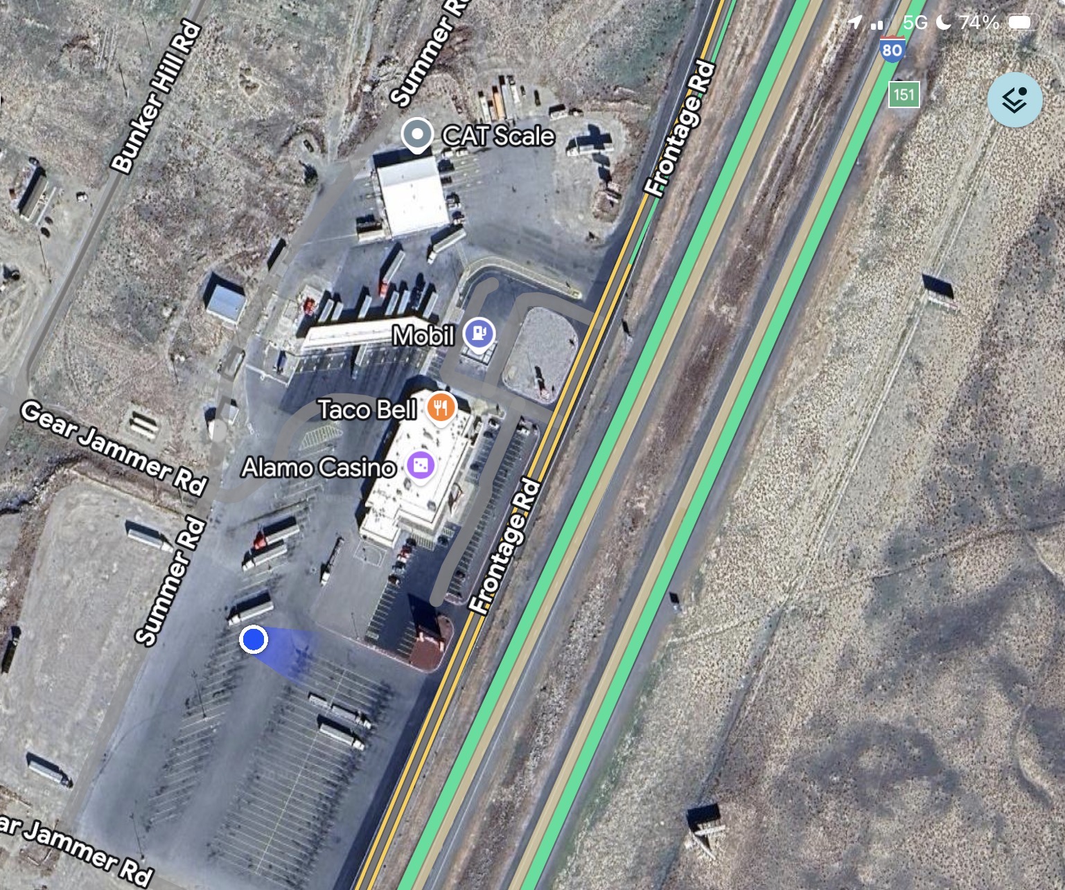 Frontage Road in NV parallel to Interstate 80.